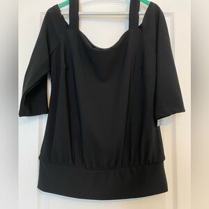Boston Proper Black Blouse with 3/4 Sleeves and a cold shoulder